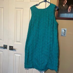 Talbots Teal Lace Midi Dress